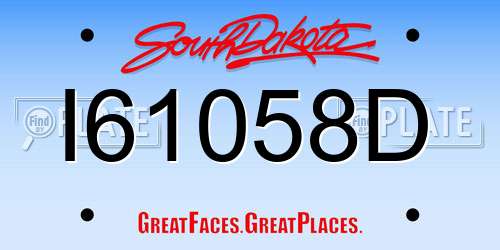 I61058D South Dakota License Plate
