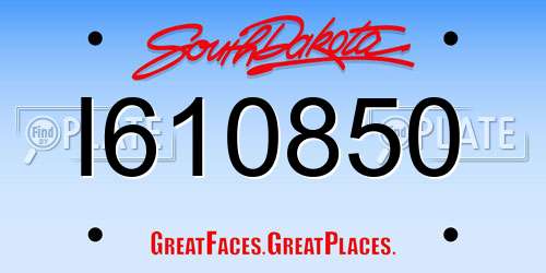 I610850 South Dakota License Plate