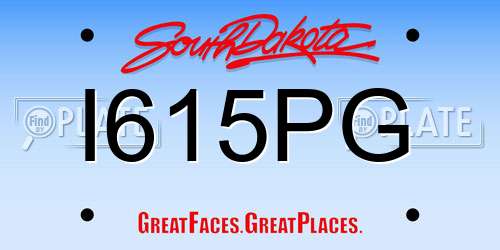 I615PG South Dakota License Plate