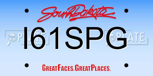 I61SPG South Dakota License Plate