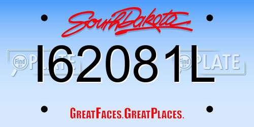 I62081L South Dakota License Plate