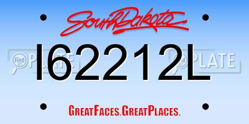 I62212L South Dakota License Plate