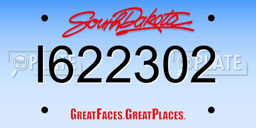 I622302 South Dakota License Plate