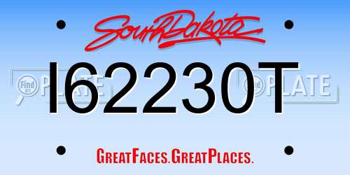 I62230T South Dakota License Plate