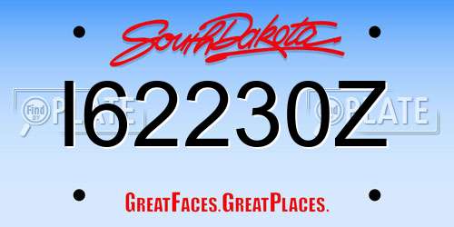 I62230Z South Dakota License Plate