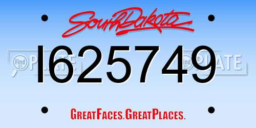 I625749 South Dakota License Plate
