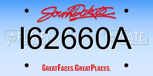 I62660A South Dakota License Plate