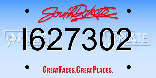 I627302 South Dakota License Plate