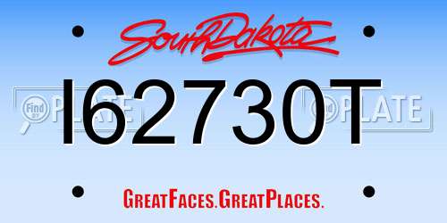 I62730T South Dakota License Plate