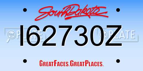 I62730Z South Dakota License Plate