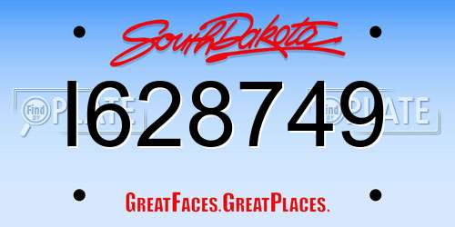 I628749 South Dakota License Plate
