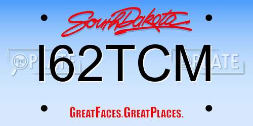 I62TCM South Dakota License Plate