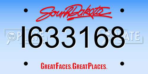 I633168 South Dakota License Plate