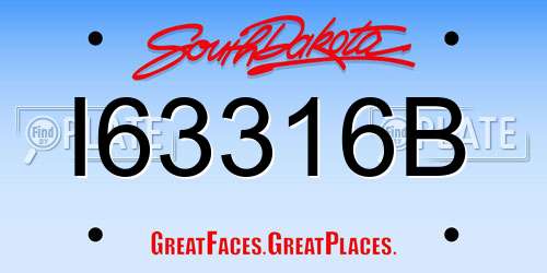 I63316B South Dakota License Plate