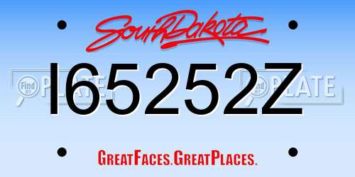 I65252Z South Dakota License Plate