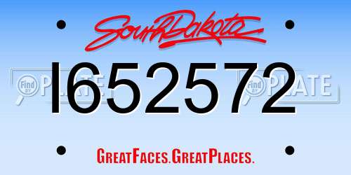 I652572 South Dakota License Plate