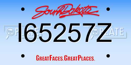 I65257Z South Dakota License Plate