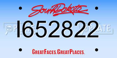 I652822 South Dakota License Plate