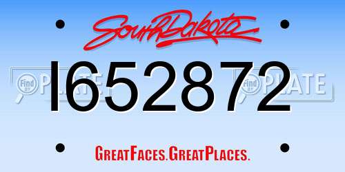 I652872 South Dakota License Plate