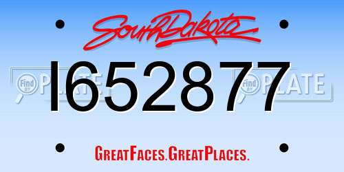 I652877 South Dakota License Plate
