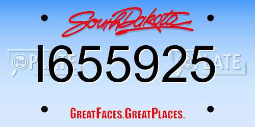 I655925 South Dakota License Plate