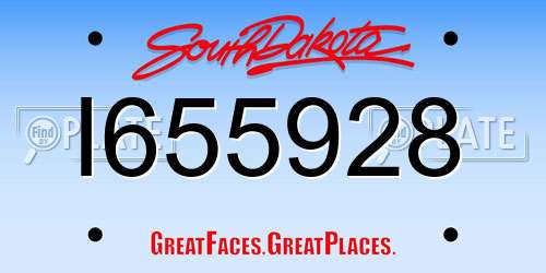 I655928 South Dakota License Plate