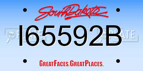 I65592B South Dakota License Plate