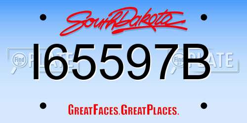 I65597B South Dakota License Plate