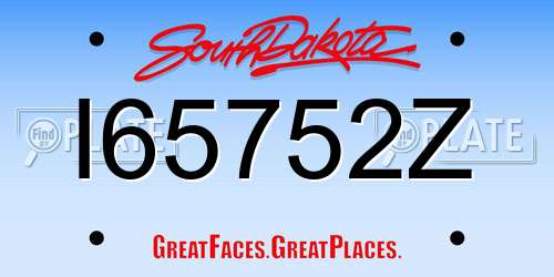 I65752Z South Dakota License Plate