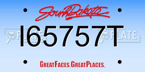I65757T South Dakota License Plate