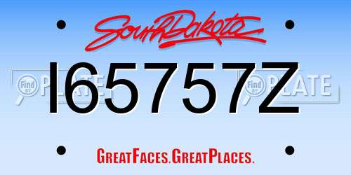 I65757Z South Dakota License Plate