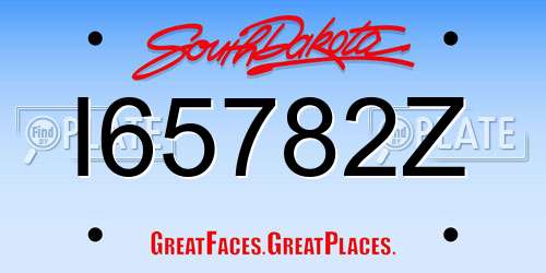 I65782Z South Dakota License Plate