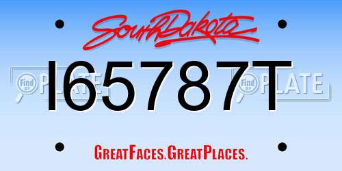 I65787T South Dakota License Plate