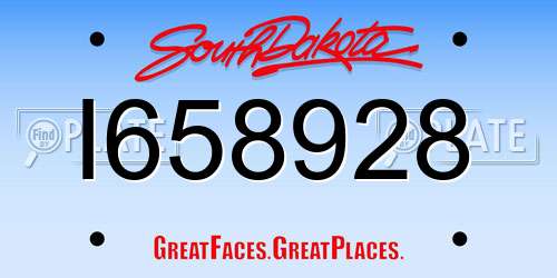 I658928 South Dakota License Plate