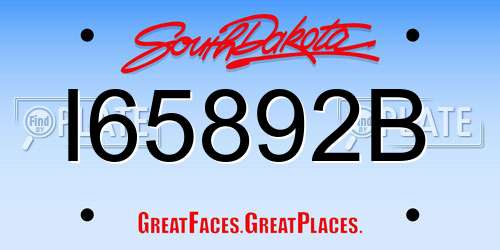 I65892B South Dakota License Plate