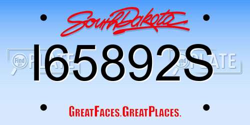 I65892S South Dakota License Plate
