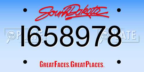 I658978 South Dakota License Plate
