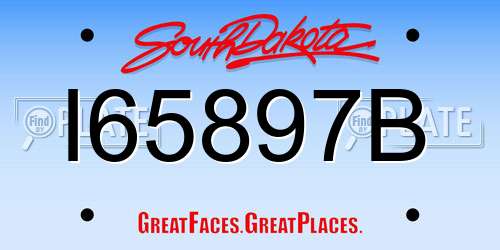 I65897B South Dakota License Plate