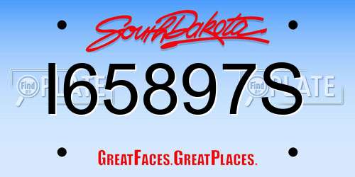 I65897S South Dakota License Plate