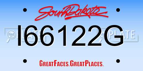 I66122G South Dakota License Plate