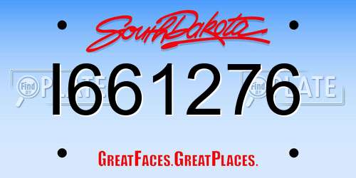I661276 South Dakota License Plate