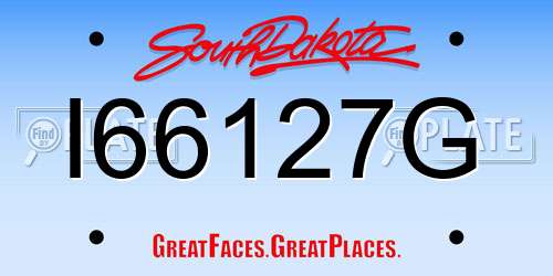 I66127G South Dakota License Plate