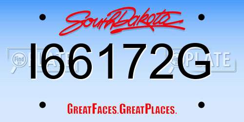 I66172G South Dakota License Plate
