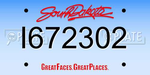 I672302 South Dakota License Plate