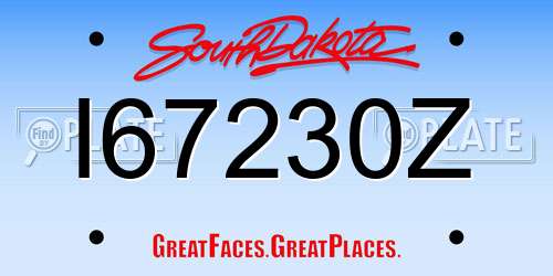 I67230Z South Dakota License Plate