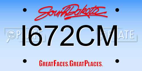 I672CM South Dakota License Plate