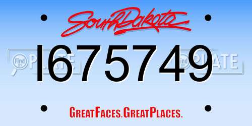 I675749 South Dakota License Plate