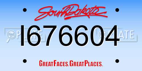 I676604 South Dakota License Plate
