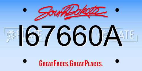 I67660A South Dakota License Plate