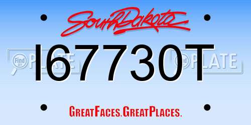 I67730T South Dakota License Plate